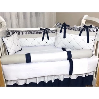 Kit Berço Elegância Azul Marinho+saia Baby Mania