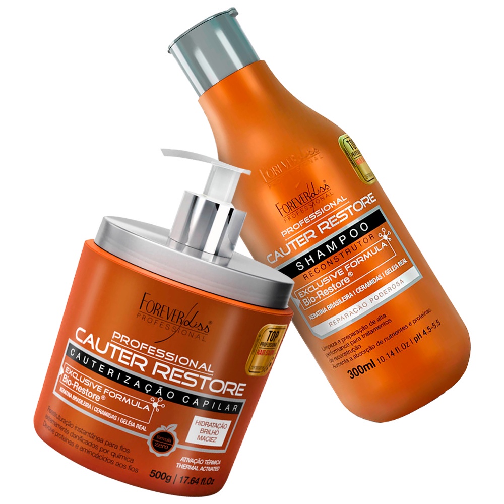 Kit Forever Liss Cauter Restore Shampoo 300ml + Máscara 500g