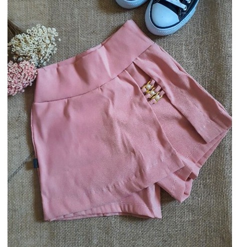 Short saia 2024 rosa bebe