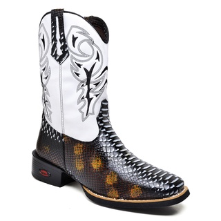 Bota Country Texana Masculina Bico Quadrado Cano Alto Jacaré Colorida