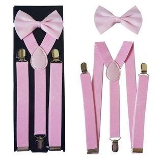 kit suspensório rosa adulto e infantil