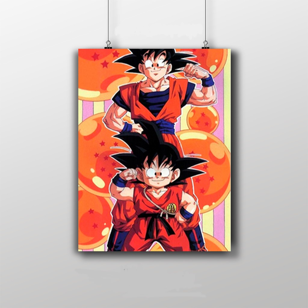 Placa Decorativa Goku criança e Goku adulto - Dragon Ball anime 20x30