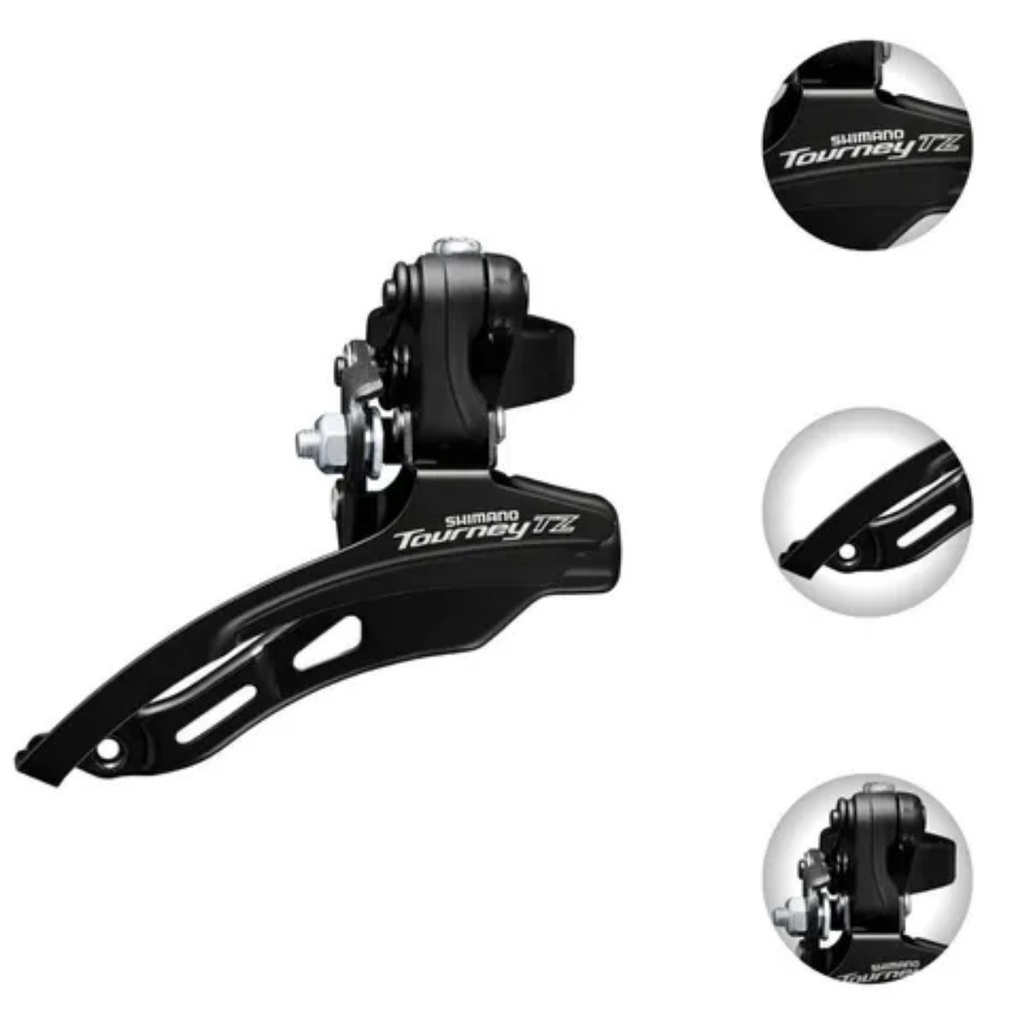 Cambio Dianteiro Shimano Mtb Tz500 31,8 Over Reduzido Preto Coroas