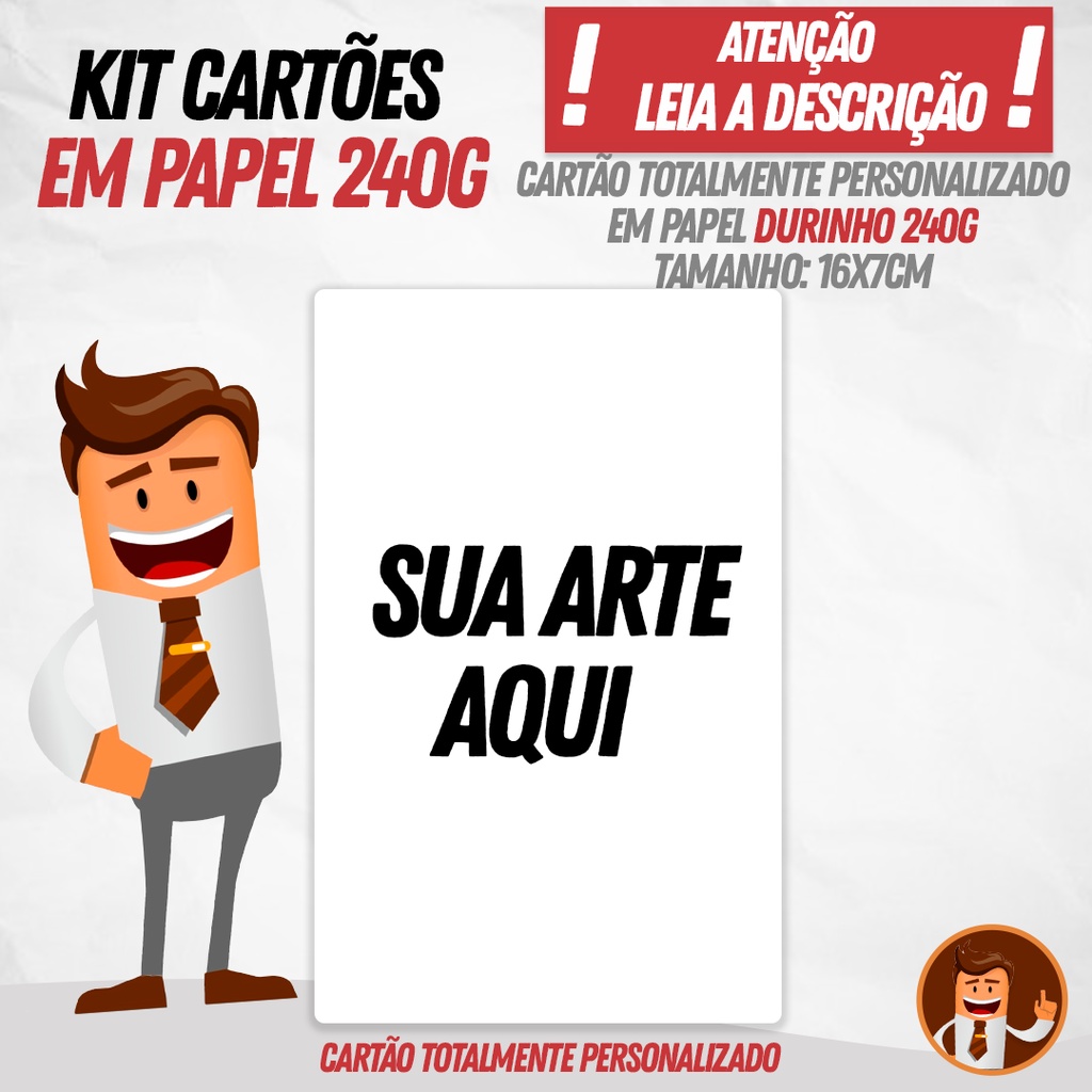 Cartão Totalmente Personalizado em papel 240g (Durinho) no tamanho ...