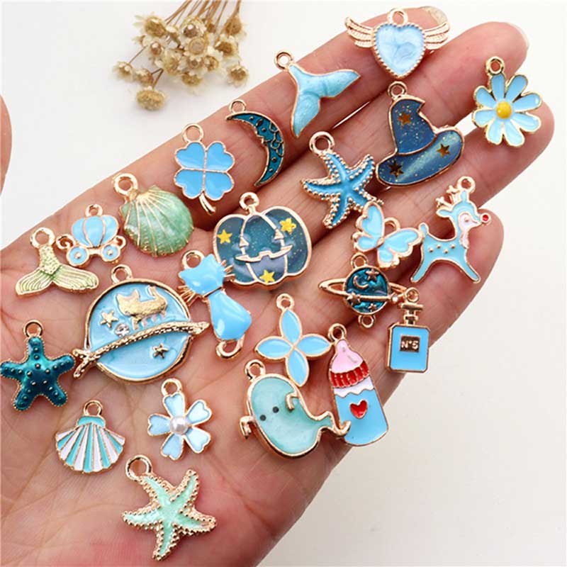 Pingente Metal Colorido Para Colar Pulseira Acessório Série Azul ...