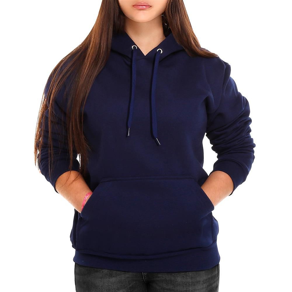 Blusa Moletom Unissex Canguru Com Capuz Inverno Azul Marinho.