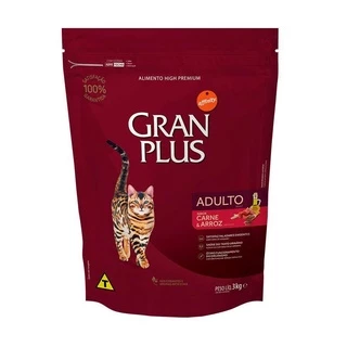 Ração Granplus Para Gatos Adultos Sabor Carne E Arroz 3Kg