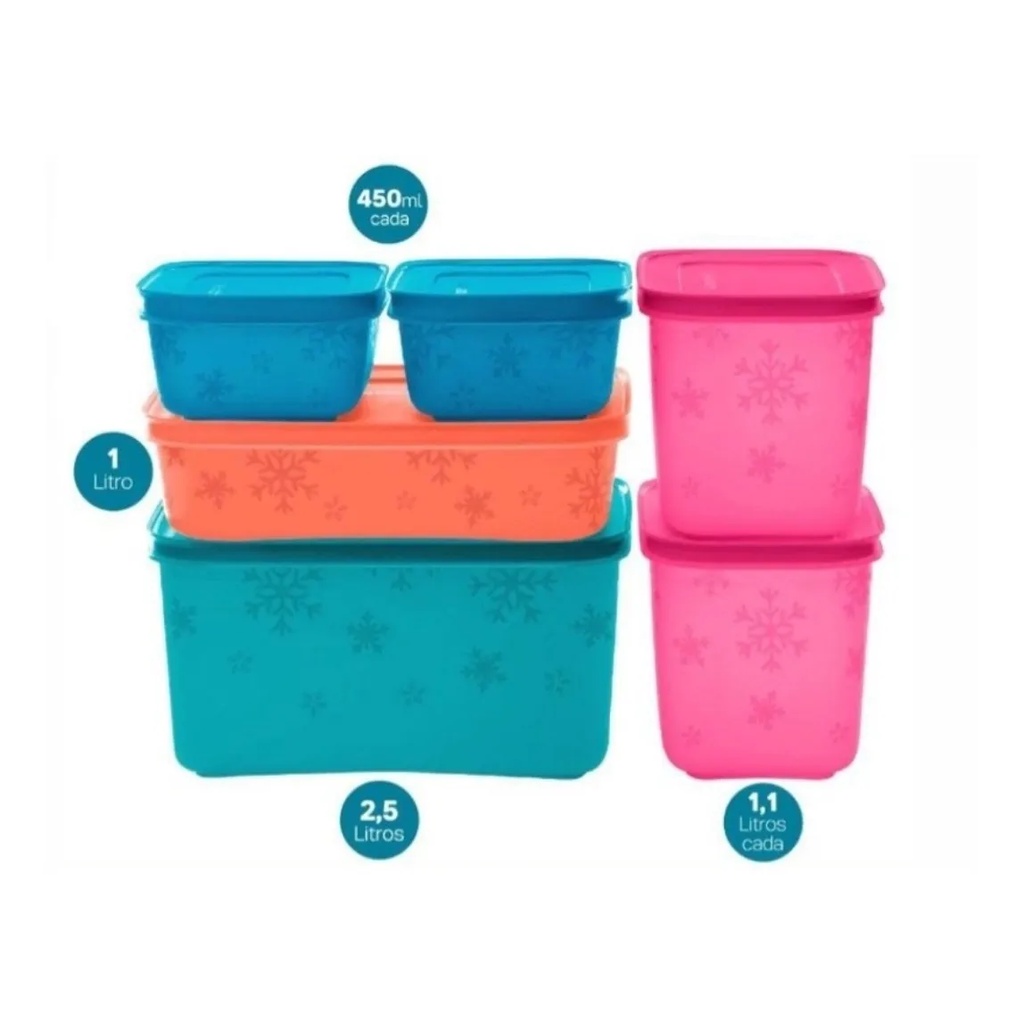 Kit Tupperware Freezer Line Conjunto Potes Para Freezer | Shopee Brasil