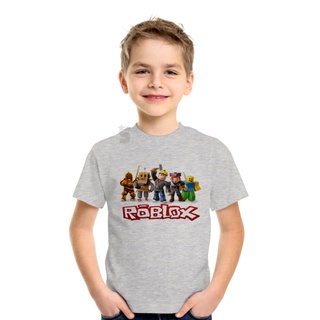 Roblox-Camiseta esportiva infantil com manga curta para meninos