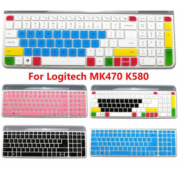 Funda De Silicona Súper Fina Para Teclados Logitech MK470, K585 Y K580 - Protector Transparente, Lavable Y Resistente Al Agua