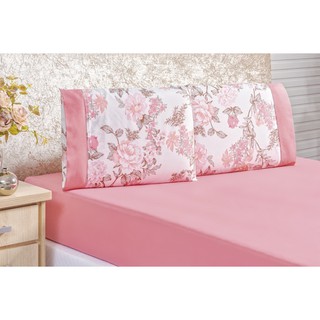 Jogo De Lencol Queen 3 Pecas 200 Fios Naturale Rosa Serene
