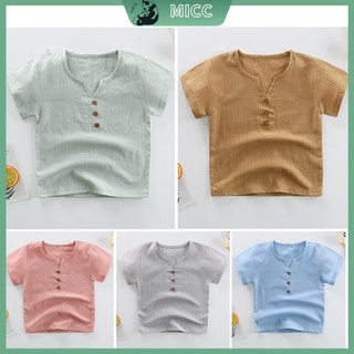 [Camiseta De Manga Curta Masculina Algodão Maciço Cor Puro Solta Para Baby Boy Design Coreano