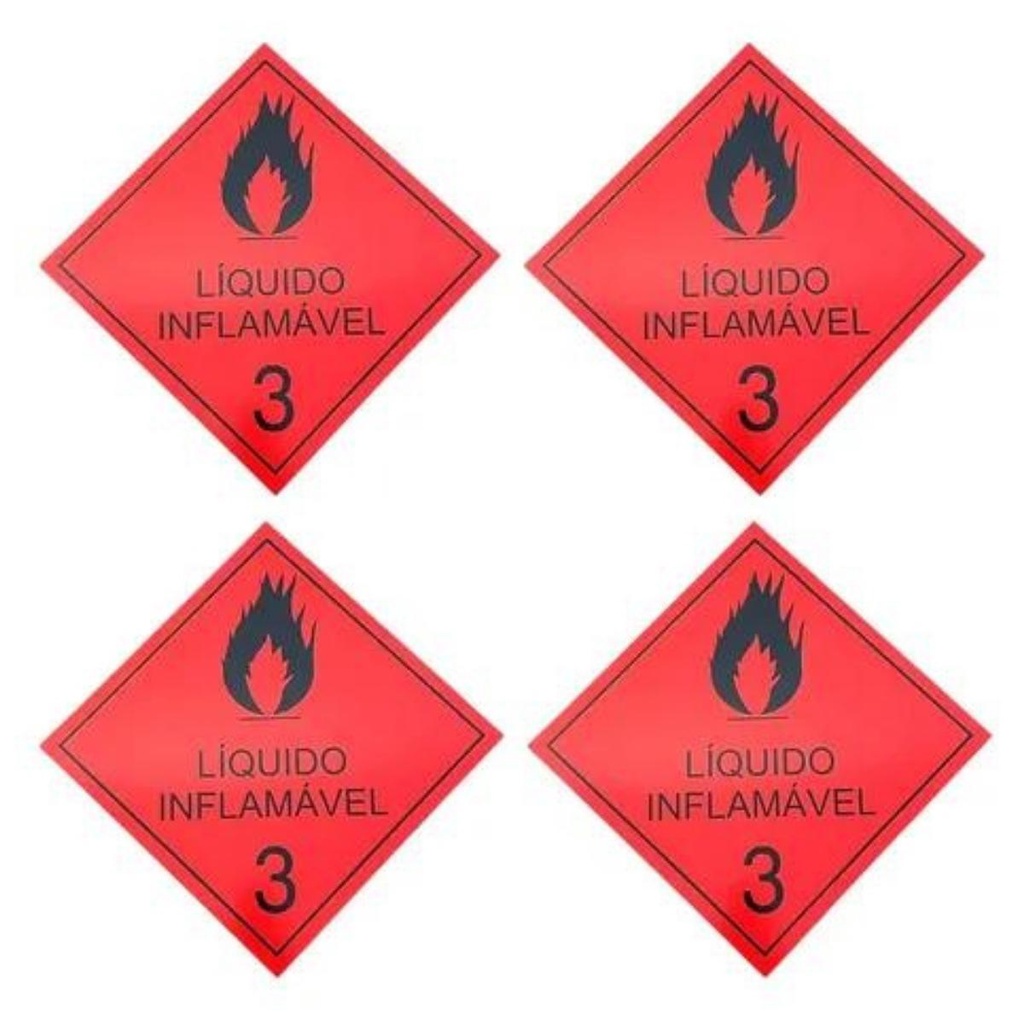 Kit Com 4 Placas Simbologia Líquido Inflamável - 3 30x30cm | Shopee Brasil