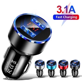 Carregador Veicular 3.1A Duplo USB 12V Led Digital 2.4A Carregador de Celular Carro Cabo Usb Turbo para Androide Iphone
