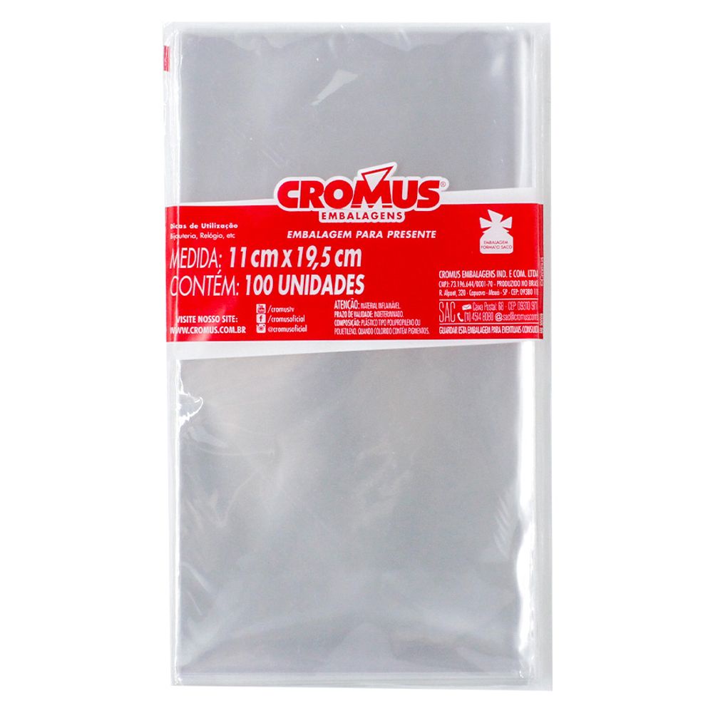 Saco Incolor 10x14cm / 11x19,5cm / Transparene C/100 Unidades Cromus ...