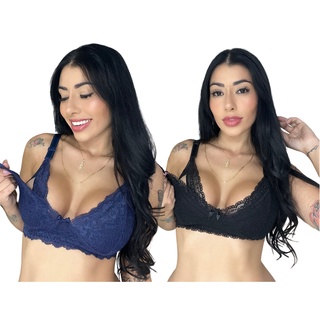 Kit 2 Sutiã Lingerie Amamentação Todo Renda Reforçado Gestante Pós Parto