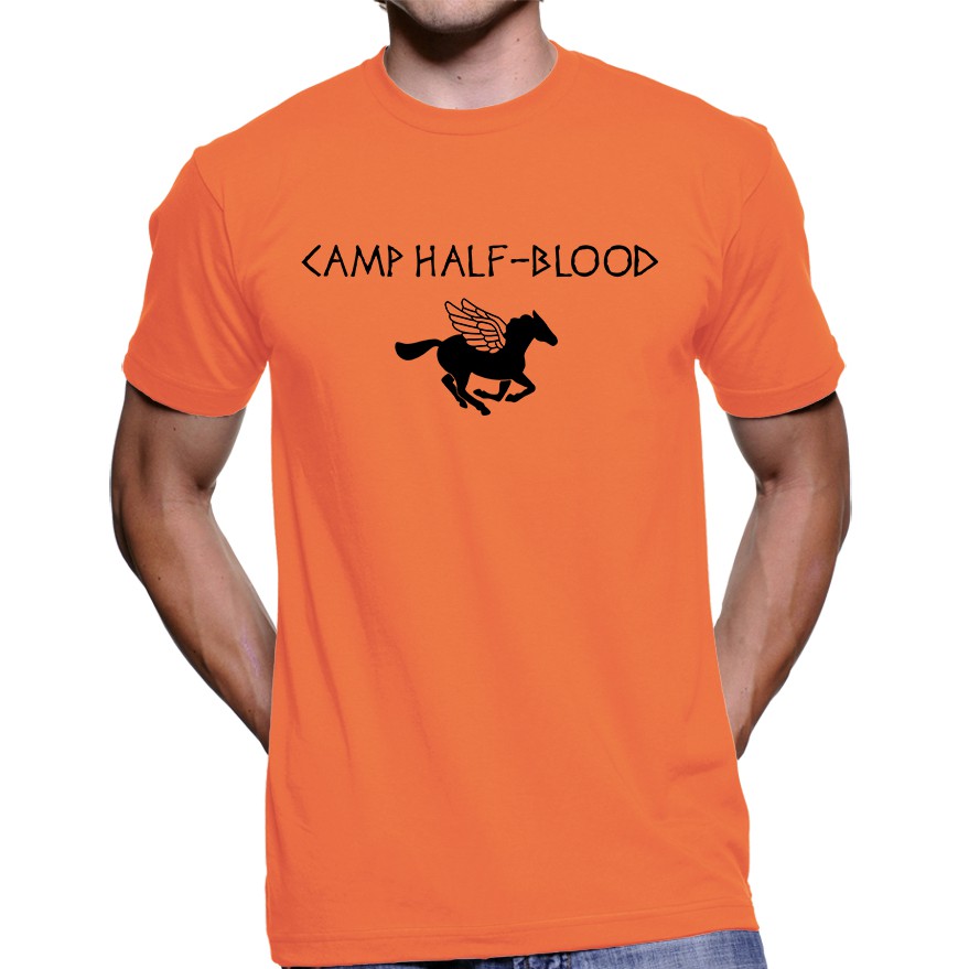 Doblez Gimnasta Vuelo Camiseta Masculina Camp Half Blood Percy Jackson Laranja 100% Algodão 2371  | Shopee Brasil