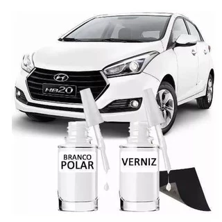 Tinta Tira Risco Automotivo Branco Polar - PTW Hyundai + Verniz 15ml em Oferta na Shopee