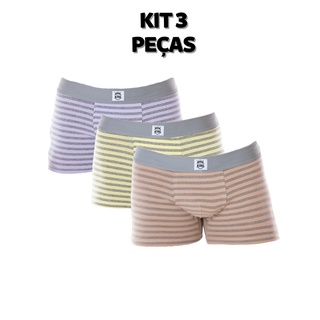 Kit 3 Cuecas Box Boxer Algodão Antialérgico Listras Alta Qualidade e Conforto Oferta