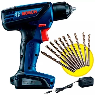 Parafusadeira e Furadeira à Bateria BOSCH 12V Lithium Bivolt Led + Kit Brocas