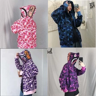 Casaco/Cardigã Feminino Com Capuz De Tubarão Camuflagem