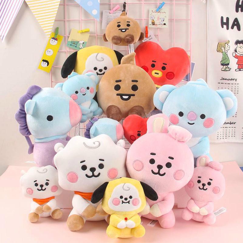 K-Pop Bts Bt21 Sentado Plush Doll 20cm 20cm Chaveiro Tata Cooky Chimmy Koya