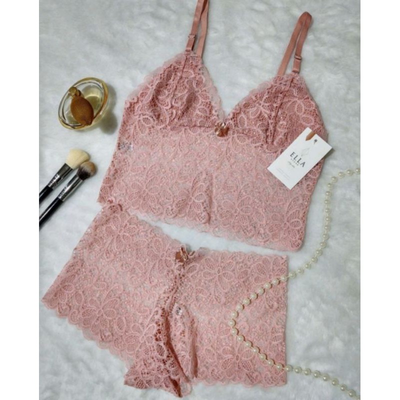 Conjunto Lingerie Espera Marido Rosa Pink Sem Bojo - Prissy Mix