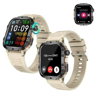 Relógio Inteligente Militar Bluetooth IP68 Waterproof Ao Ar Livre com Monitoramento de Saúde e Chamada de Música