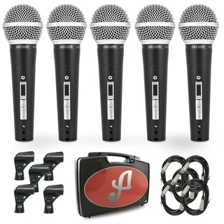 Kit com 5 microfones dinâmicos Arcano Renius-8KIT com fio XLR-XLR