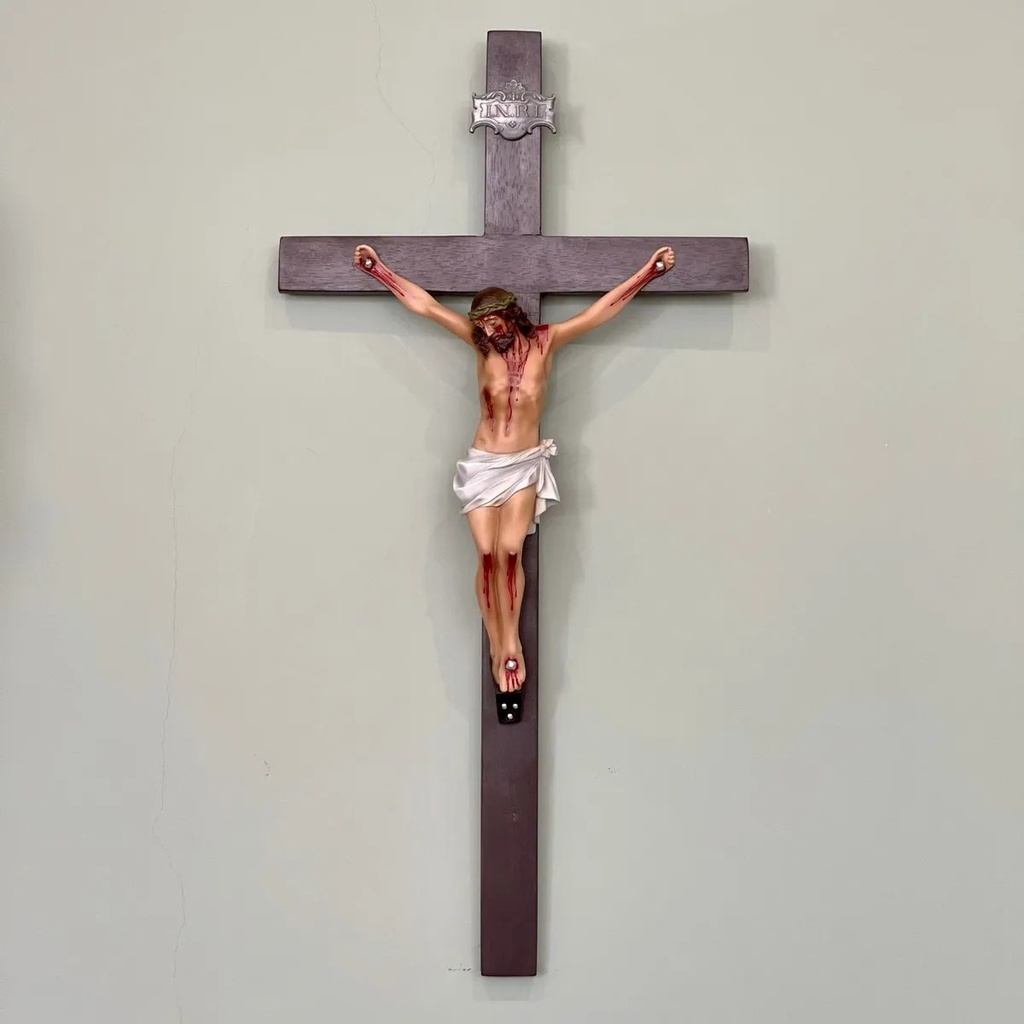 Crucifixo Parede - Cruz 60cm / Corpo Do Cristo Resina 30cm