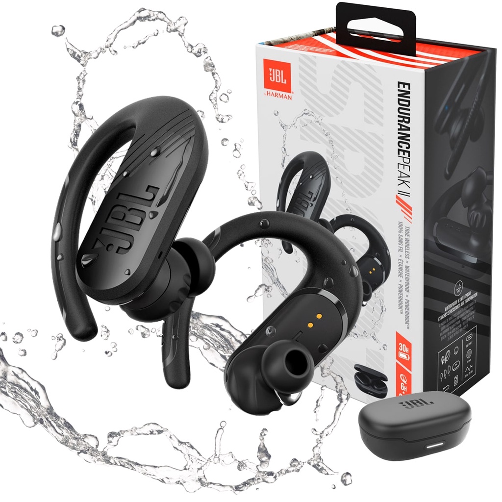 Fone De Ouvido Bluetooth Jbl Endurance Peak Ii Preto Esportivo Prova D Gua