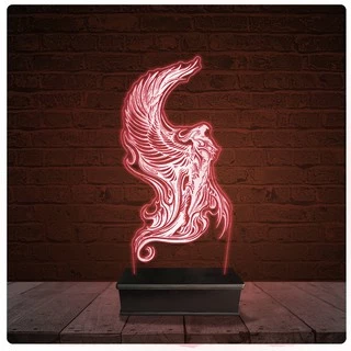 Abajur Luminária Acrílico Led - Fênix Pássaro Tattoo