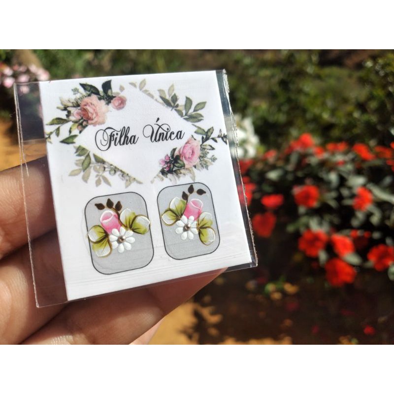 Adesivos de unhas floral preta filha única