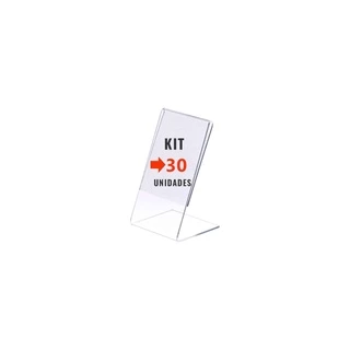 Kit com 30 display expositor acrílico porta preço etiqueta tamanho A8 medindo 8x5cm
