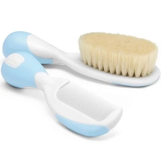 Kit Escova e Pente com Cerdas Naturais Azul Chicco