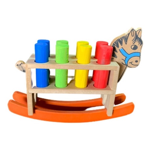 Cavalo de Pau de Tecido Colorido Brinquedo Educativo Tradicional