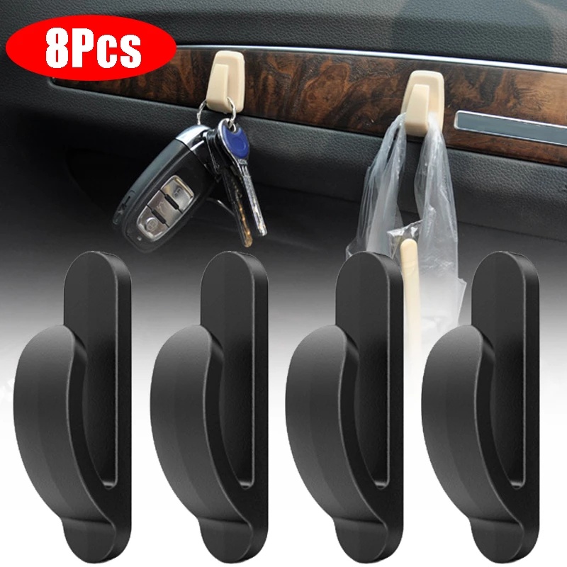 8 Pçs/set Carro Mini Ganchos Autoadesivos Sem Perfuração/Durável Pequeno Gancho/Organizador De Saco De Lixo Suporte Interior Do