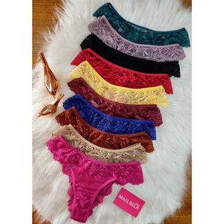 Kit 10 Calcinha Fio Rendado - Cores Sortidas - Moda Íntima - Lingerie