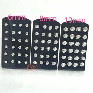 Cartela 12pares Brinco ponto de luz predra zirconia masculino e femininos