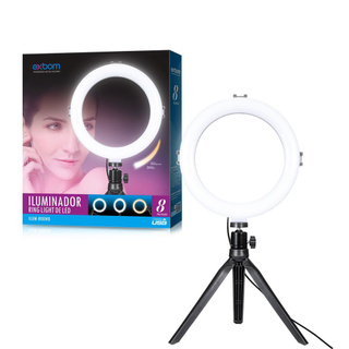 Iluminador Ring Ligth 8 polegadas para foto e vídeo ILUM-R08W8 72 LEDs Dimerizável 3200K à 5600K com tripé