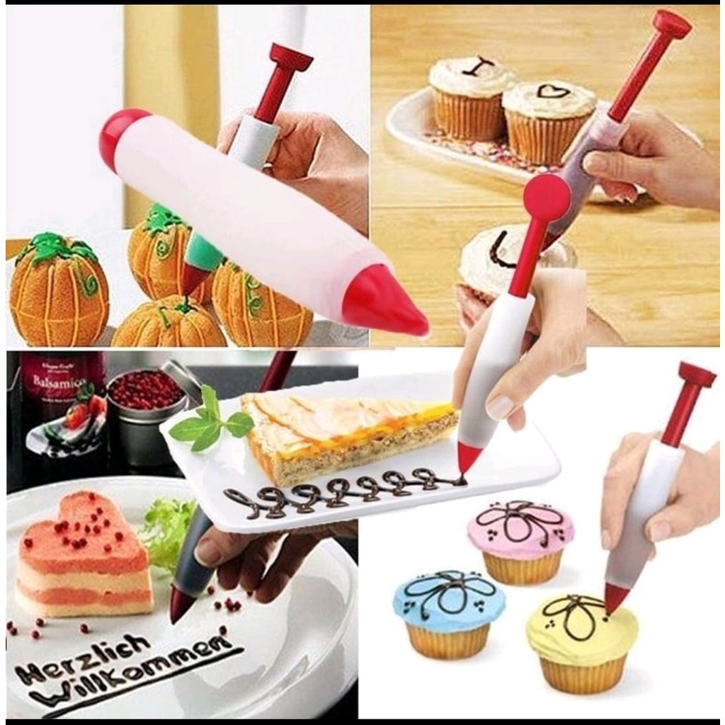 Kit c/9pcs Caneta Confeitar + Cortadores para Biscuit Pasta 