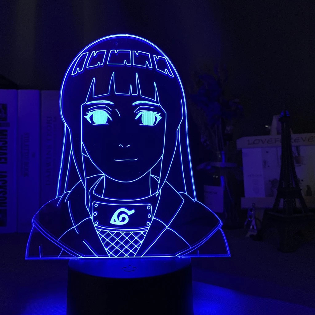 3d Lâmpada Anime Naruto Hinata Hyuga Figura Nightlight Para Crianças Menina Quarto Decoração Led Night Light Naruto Presente Abajur led 3d