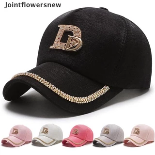 【 JFN 】 Carta D Baseball Boné De Strass Tendência De Algodão snapback hip hop Proteção UV Chapéu Feminino