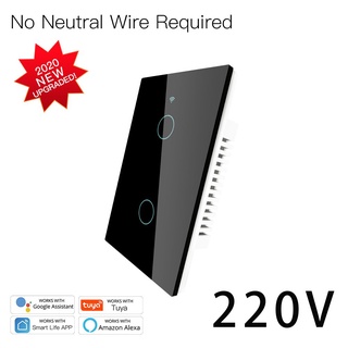 MoesGo Interruptor inteligente WiFi RF433 de 2ª generación de pared táctil  inteligente, no necesita cable neutro, compatible con Smart Life/Tuya App