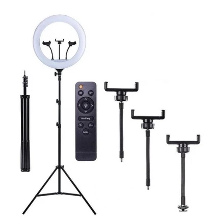 Ring Light 18 polegadas Com Suporte 3 Celulares e Tripe 2,10 altura
