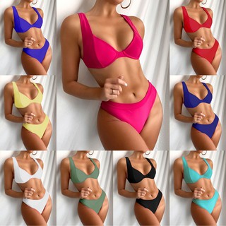 [Biquíni Rosa Push Up Women Bikini Sets High Waist Ladies Padded Swimwear LG25hot pink swimsuit