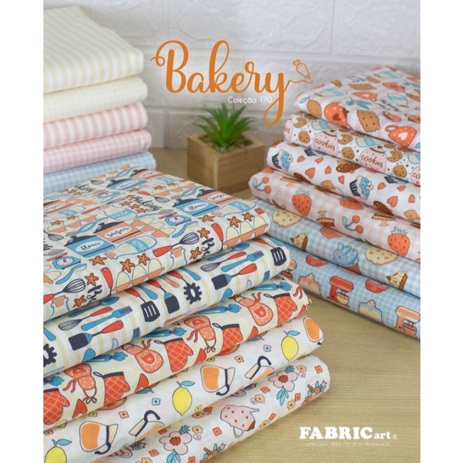 Tecido Tricoline 100% algodão coleção Bakery marca Fabricart