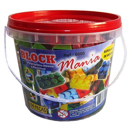 Jogo Balde Montar Blocos Block Mania 52 Peças Ref: 5000