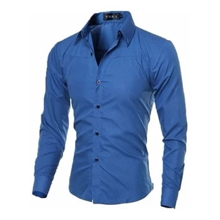 Camisa Social Cor Azul Manga Longa