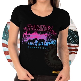 Camiseta country feminina preta texanos cowboy manga curta atacado tx